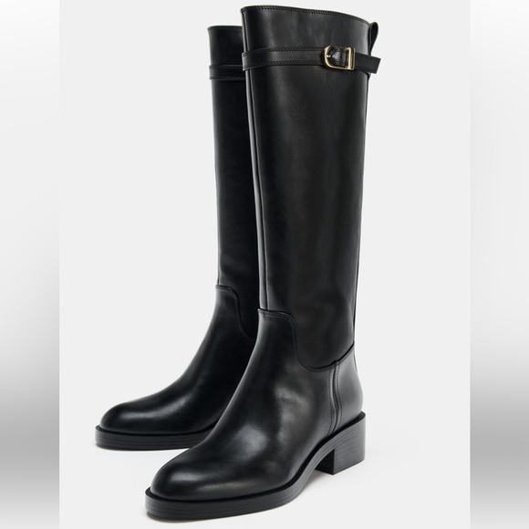 Zara Shoes - Zara Black Over the Knee Boots with Buckle